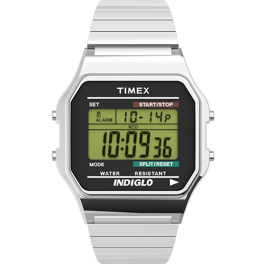 TIMEX INDIGLO デジタル腕時計 シルバー　T78587 Amazon.com: Timex Men's T78587 Classic Digital Silver-Tone